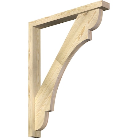 Ekena Millwork Olympic Block Rough Sawn Bracket w/ Offset Brace, Douglas Fir, 4"W x 32"D x 40"H BKT0402X32X40OLY05RDF
